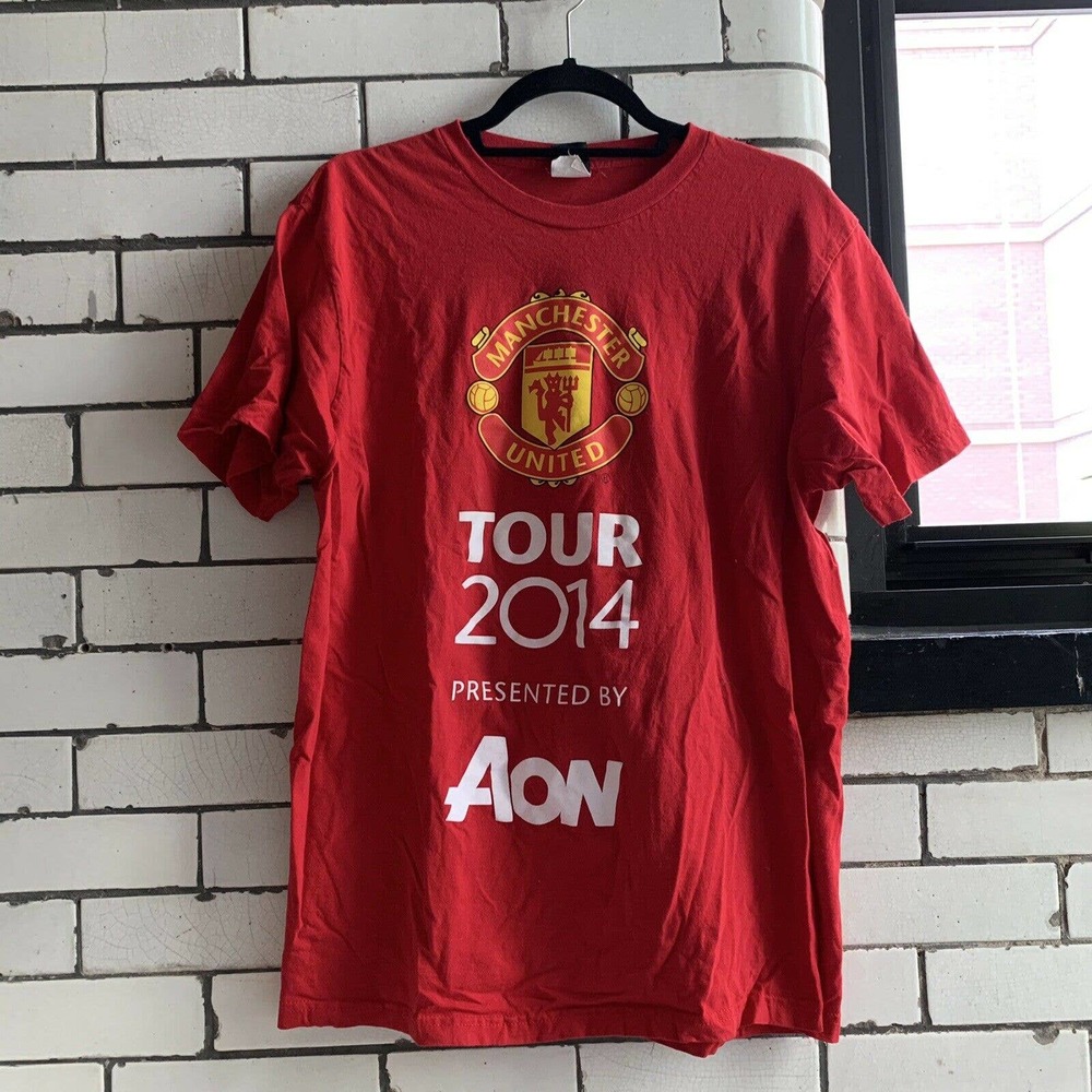 MANCHESTER UNITED T Shirt Aon Size XL Tour 2014 Red